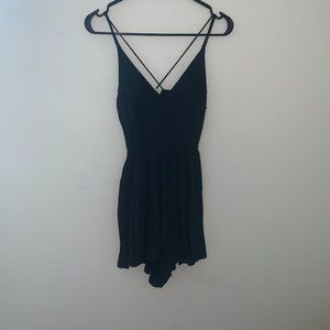 Black Romper with Cross Strap Back